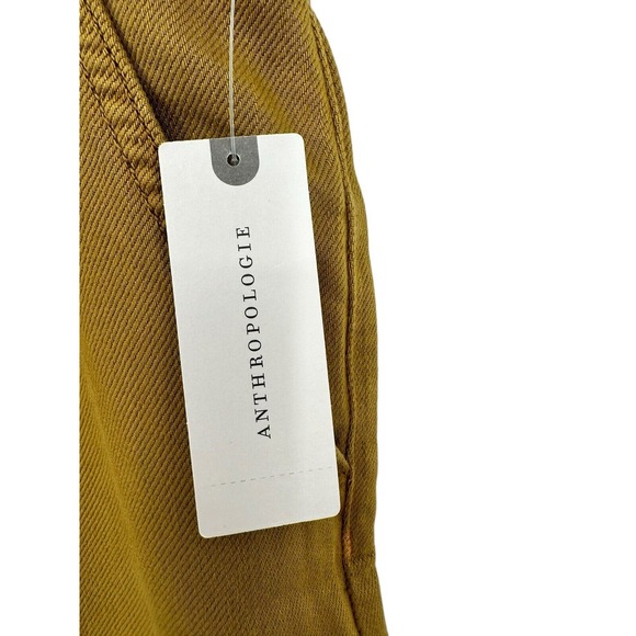 Anthropologie Pilcro Twill Mustard‎ Column Flared Wide Leg Ankle Pants Size 31 - Picture 3 of 11